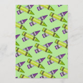 グリーンパープルアーティストクレヨン子供の誕生日パーティー 招待状 (裏面)