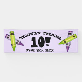 グリーンパープルアーティストクレヨン子供の誕生日パーティー 横断幕