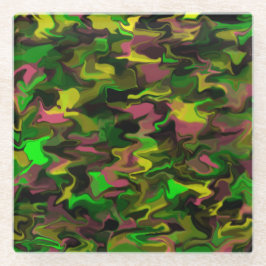 グリーンパープルイエロースワールガラスコースター ガラスコースター