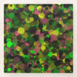 グリーンパープルイエロードットガラスコースター ガラスコースター