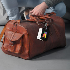 グリーンパープルイエローレッドモノグラムイニシャルAブラック ラゲッジタグ