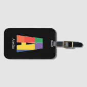 グリーンパープルイエローレッドモノグラムイニシャルAブラック ラゲッジタグ (正面横)