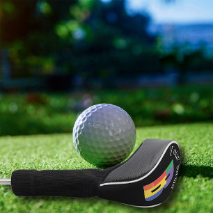 グリーンパープルイエローレッドモノグラムイニシャルB ゴルフヘッドカバー