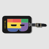 グリーンパープルイエローレッドモノグラムイニシャルB ラゲッジタグ (正面横)