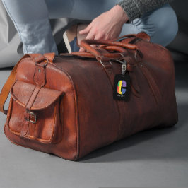 グリーンパープルイエローレッドモノグラムイニシャルCブラック ラゲッジタグ