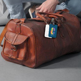 グリーンパープルイエローレッドモノグラムイニシャルCブルー ラゲッジタグ