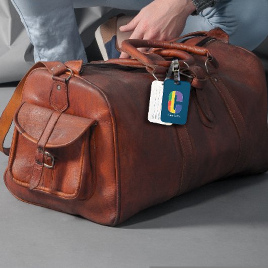 グリーンパープルイエローレッドモノグラムイニシャルCブルー ラゲッジタグ