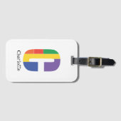 グリーンパープルイエローレッドモノグラムイニシャルCホワイト ラゲッジタグ (正面横)