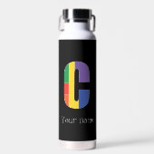 グリーンパープルイエローレッドモノグラムイニシャルC ウォーターボトル (正面)