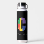 グリーンパープルイエローレッドモノグラムイニシャルC ウォーターボトル (背面)