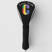 グリーンパープルイエローレッドモノグラムイニシャルC ゴルフヘッドカバー (正面)