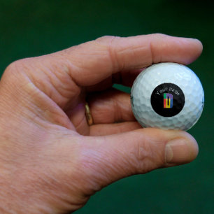 グリーンパープルイエローレッドモノグラムイニシャルDブラック ゴルフボール