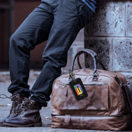 グリーンパープルイエローレッドモノグラムイニシャルDブラック ラゲッジタグ