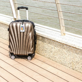 グリーンパープルイエローレッドモノグラムイニシャルDホワイト ラゲッジタグ