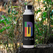 グリーンパープルイエローレッドモノグラムイニシャルD