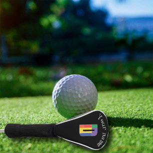 グリーンパープルイエローレッドモノグラムイニシャルD ゴルフヘッドカバー