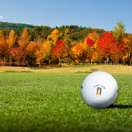 グリーンパープルイエローレッドモノグラムイニシャルD ゴルフボール