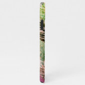 グリーンパープルオレンジ赤ブラシストロークのアートパターン iPhoneケース (右側)