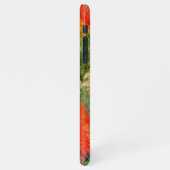 グリーンパープルオレンジ赤ブラシストロークのアートパターン iPhoneケース (左側)