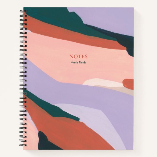 グリーンパープルオレンジ | モダン抽象芸術 ノートブック (正面)