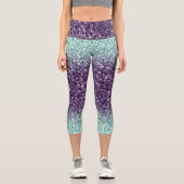 グリーンパープルグリッターグラデーションカプリレギンス カプリレギンス (正面)