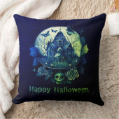 グリーンパープルゴシックハ幽霊のよく出るウスハッピーハローウィン クッション (ブランケット)