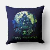 グリーンパープルゴシックハ幽霊のよく出るウスハッピーハローウィン クッション (裏面)