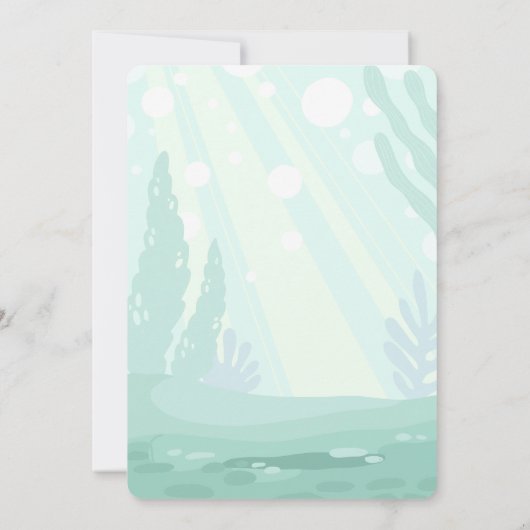 グリーンパープルザシーマーメイド誕生日 招待状 (裏面)