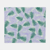 グリーンパープルトロピカルファーンボタニカル春夏 フリースブランケット (正面(横))