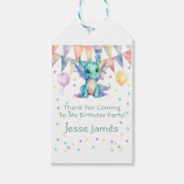 グリーンパープルドラゴン子供の誕生日パーティーありがとう ギフトタグ
