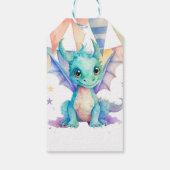 グリーンパープルドラゴン子供の誕生日パーティーありがとう ギフトタグ (裏面)