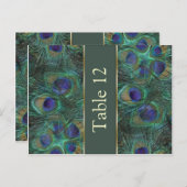 グリーンパープルピーコックテーブル番号葉書 ポストカード (正面/裏面)