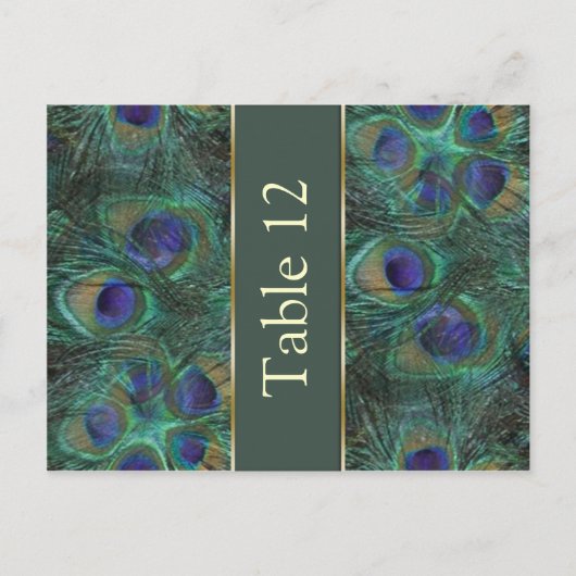 グリーンパープルピーコックテーブル番号葉書 ポストカード (正面)