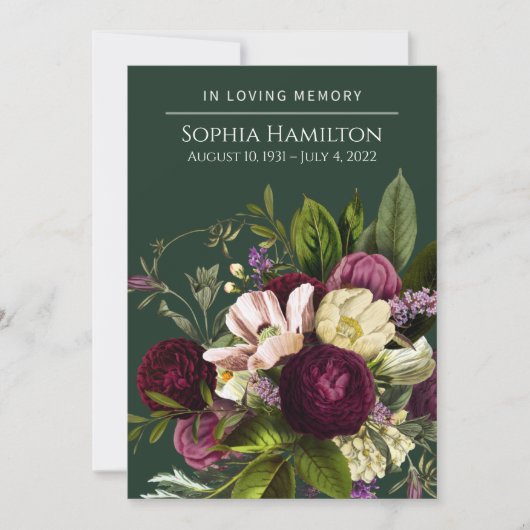 グリーンパープルフローラ葬祭記念碑 招待状 (正面)