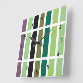 グリーンパープルブラックハウス スクエア壁時計 (傾斜)