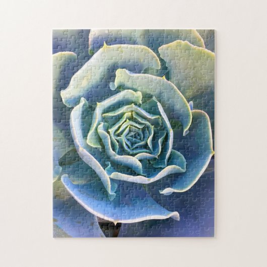 グリーンパープルブルーサボテンエレガントクローズアップ写真 ジグソーパズル (縦)