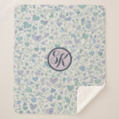 グリーンパープルブルーラブハート シェルパブランケット (正面)