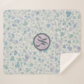 グリーンパープルブルーラブハート シェルパブランケット (正面(横))