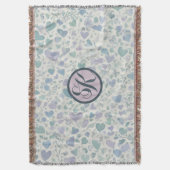 グリーンパープルブルーラブハート スローブランケット (正面縦)