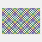 グリーンパープルモダンギンガムギフト ラッピングペーパーシート (正面3)