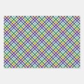 グリーンパープルモダンギンガムギフト ラッピングペーパーシート (正面2)