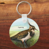 グリーンパープルラッピング鳥の水色 キーホルダー (正面)