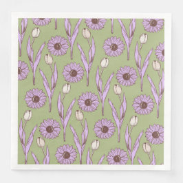 グリーンパープルレトロY2Kヒッピーファンキーフラワーパターン