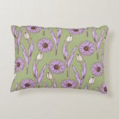 グリーンパープルレトロY2Kヒッピーファンキーフラワーパターン アクセントクッション (裏面)