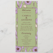 グリーンパープルレトロY2Kヒッピーファンキーフラワーパターン プログラム (正面)