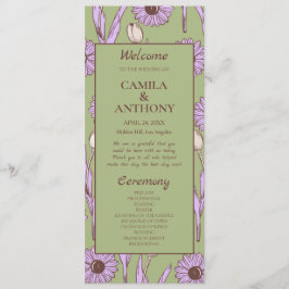 グリーンパープルレトロY2Kヒッピーファンキーフラワーパターン プログラム