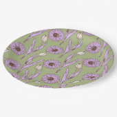 グリーンパープルレトロY2Kヒッピーファンキーフラワーパターン ペーパープレート (アングル)