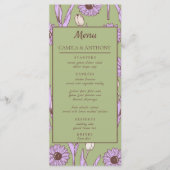 グリーンパープルレトロY2Kヒッピーファンキーフラワーパターン メニュー (正面)