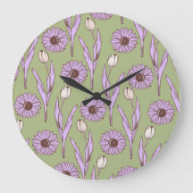 グリーンパープルレトロY2Kヒッピーファンキーフラワーパターン