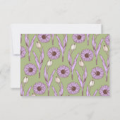 グリーンパープルレトロY2Kヒッピーファンキーフラワーパターン 出欠カード (裏面)
